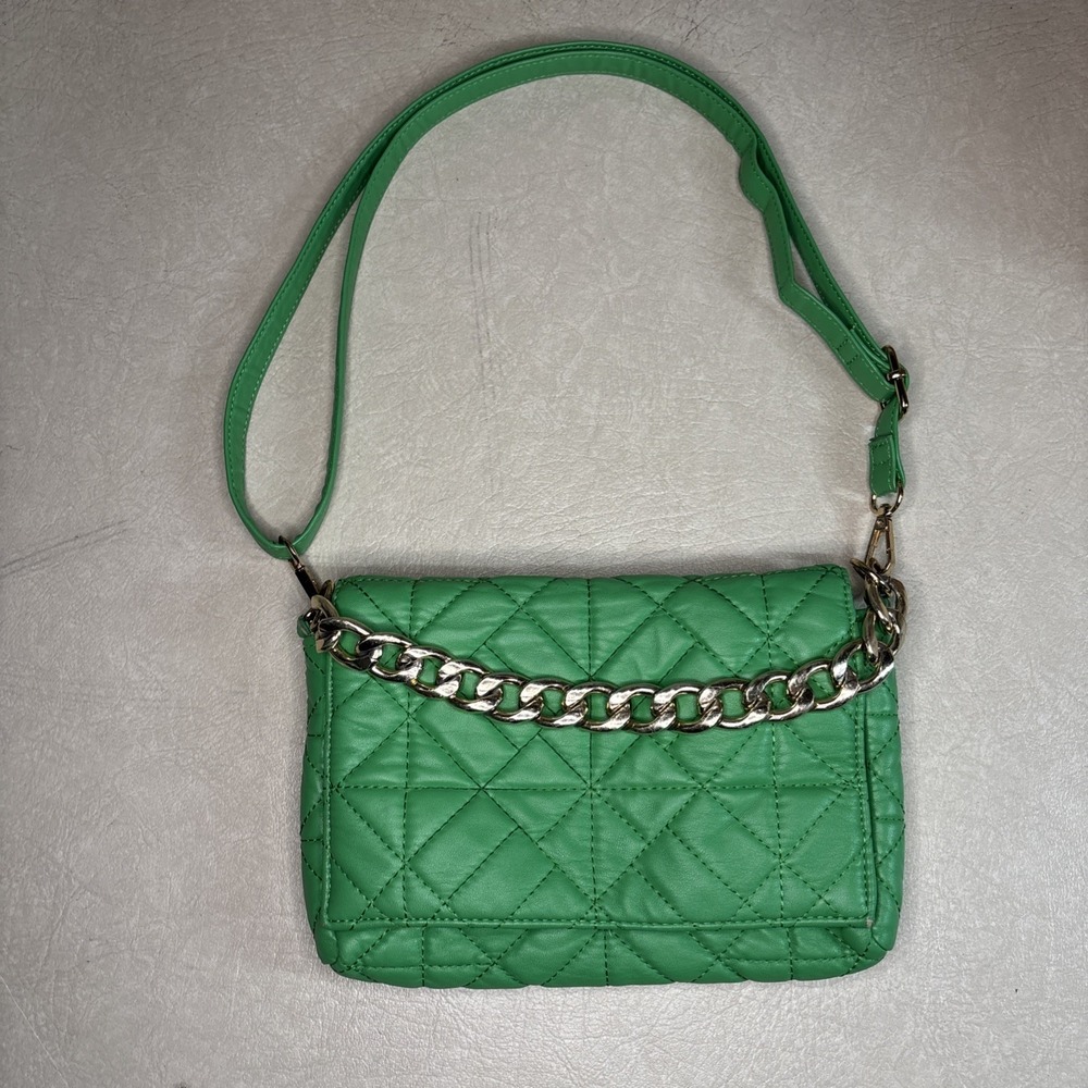 Crossie Green Quilted Crossbody Bag Gold Chain Small Purse detachable Strap